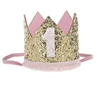 Los mejores  - Malloom Bebé Lentejuelas Cumpleaños Sombreros de corona- Diademas de flores elástico (1)